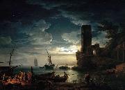 Claude Joseph Vernet Mediterranean Coast Scene with Fishermen and Boats oil